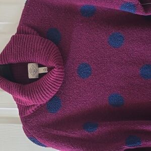ST. JOHN'S BAY BRAND WOMEN'S PURPLE AND BLUE DOTS COWL NECK SWEATER SIZE XL